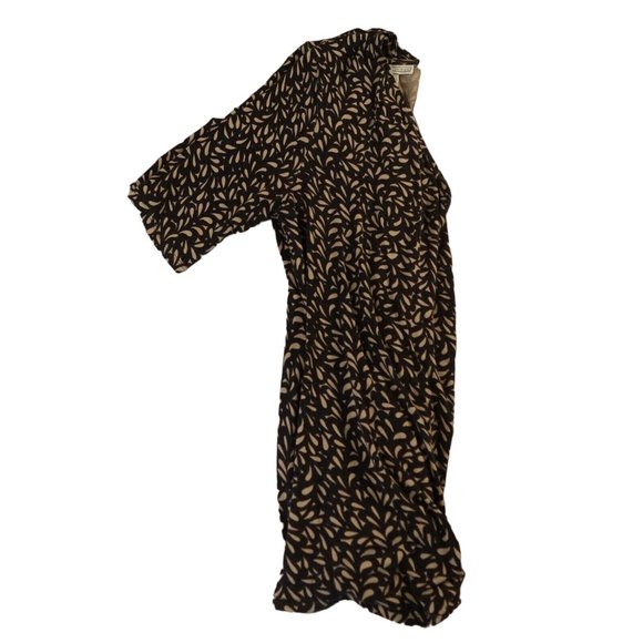 DANA BUCHMAN Top Women's Short Sleeve V-Neck Blouse Black Tan Large - Picture 2 of 12